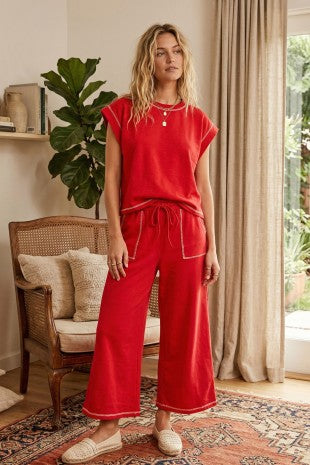 Sewn + Seen Scuba Raw Edge Lounge Set Red