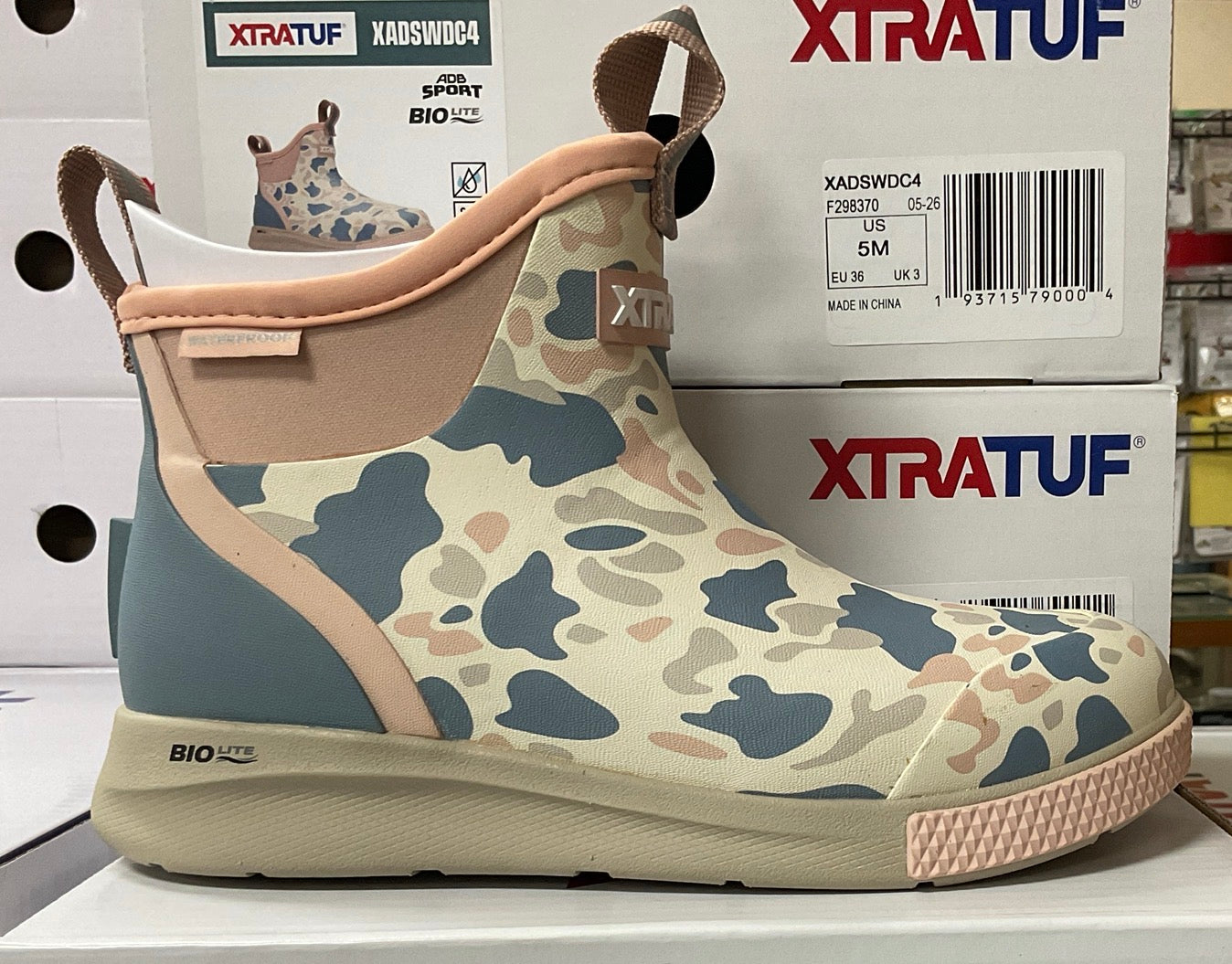 XTRATUF WOMEN'S ANKLE DECK BOOT SPORT (women’s ivory duck camo)