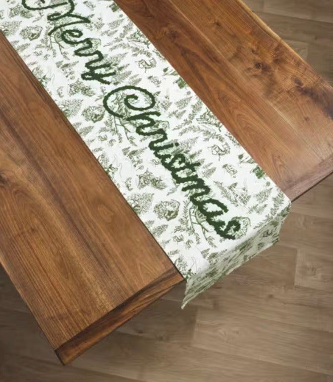 Mud Pie Green Toile Table Runner