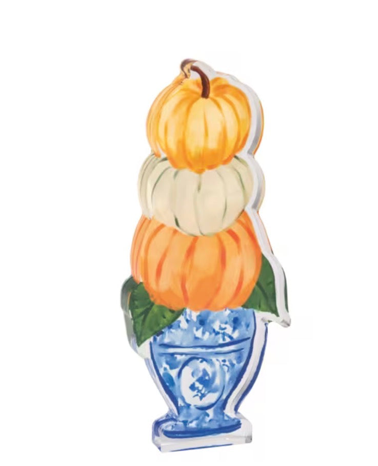 3 Pumpkin Topiary Acrylic Sitter