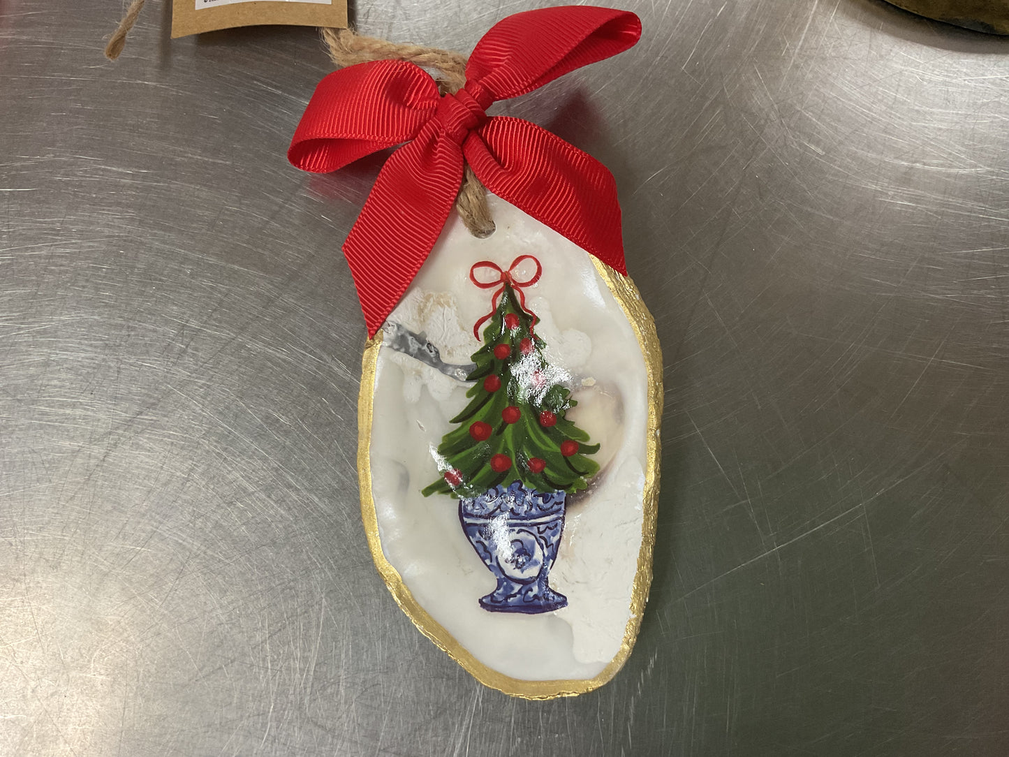 Mud Pie Tree Paint Oyster Ornament