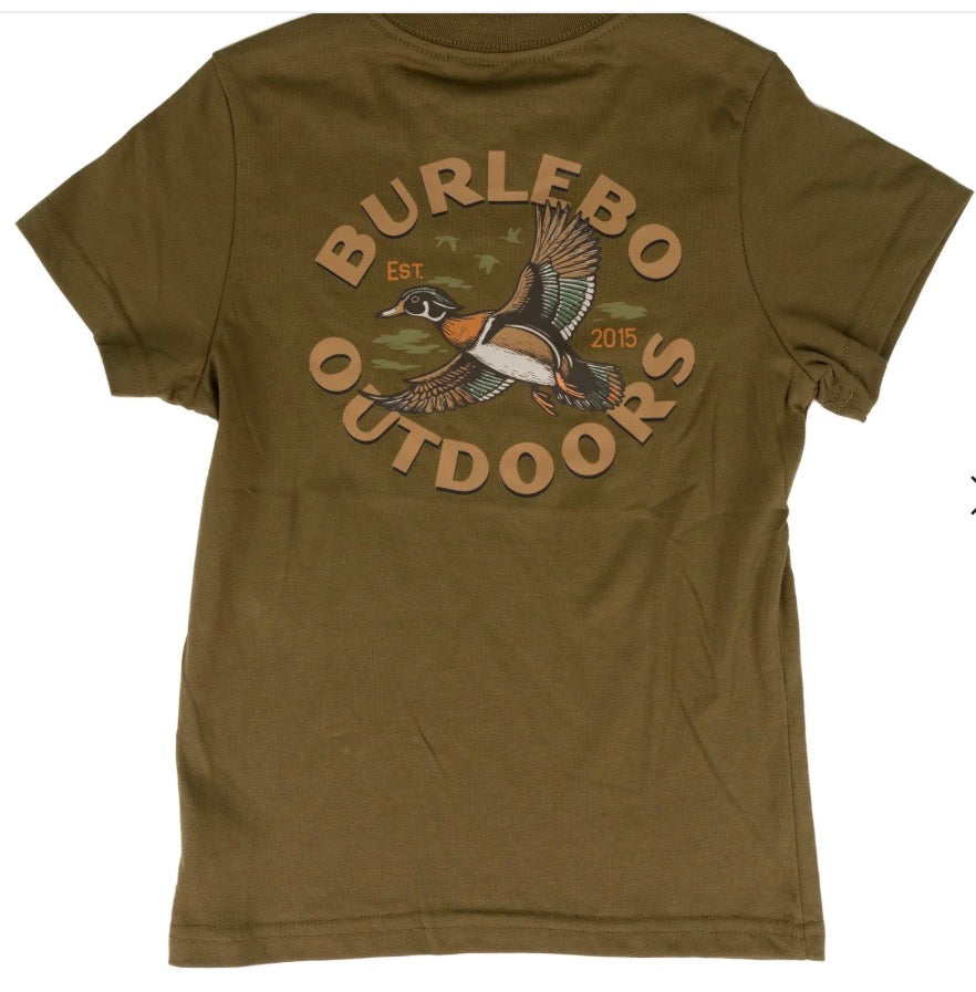 Burlebo Boy's Hunter Green Wood Duck Short Sleeve Tee Y-SST-WDK-HNTG