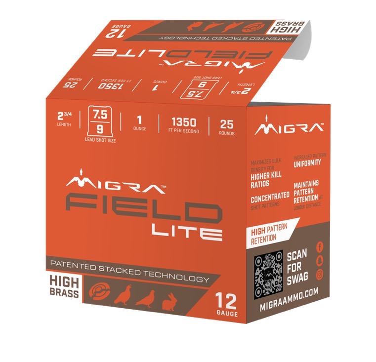 Migra FieldLite Patented Stacked Technology High Brass 12G 2/4L 7.5&9 Lead Shot 1oz 1350FTPS