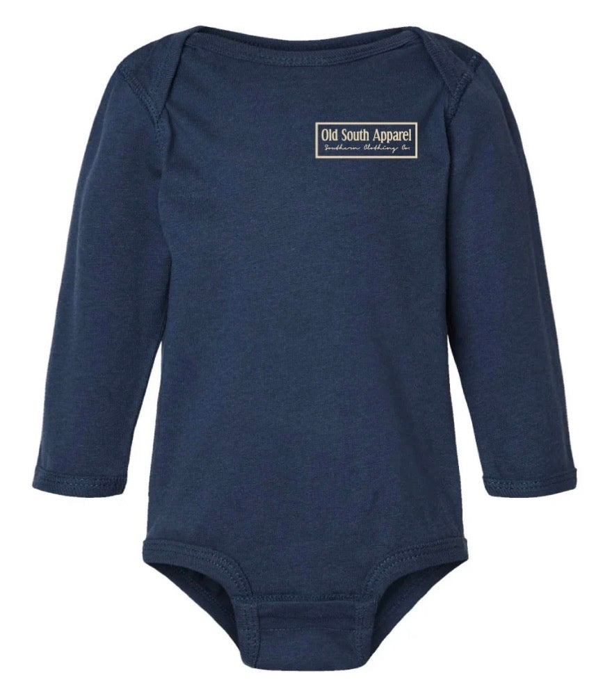 Old South Skid Steer Long Sleeve Onesie Infant Denim