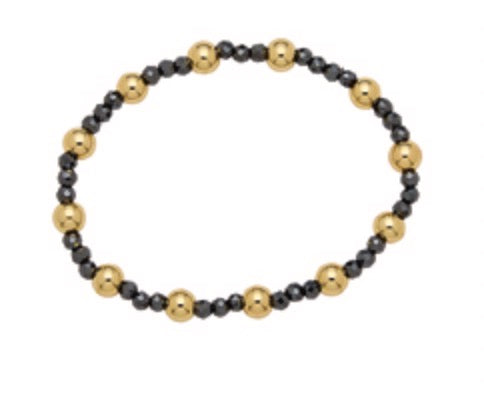Alex Carol 3mm Faceted Hematite 6mm Gold Ball b2604