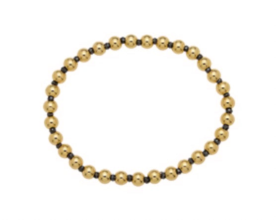 Alex Carol 5mm Gold Ball 3mm Faceted Hematite