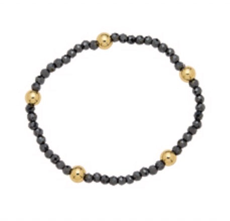 Alex Carol 3mm Faceted Hematite 6mm Gold Ball