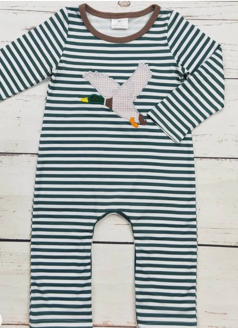 Baby Boy Stripe Duck Appliqué Romper