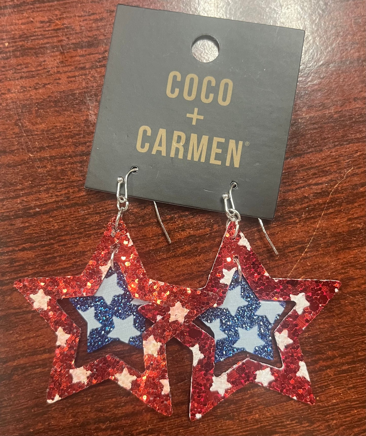 Coco + Carmen Star of Stars Earrings - red white blue