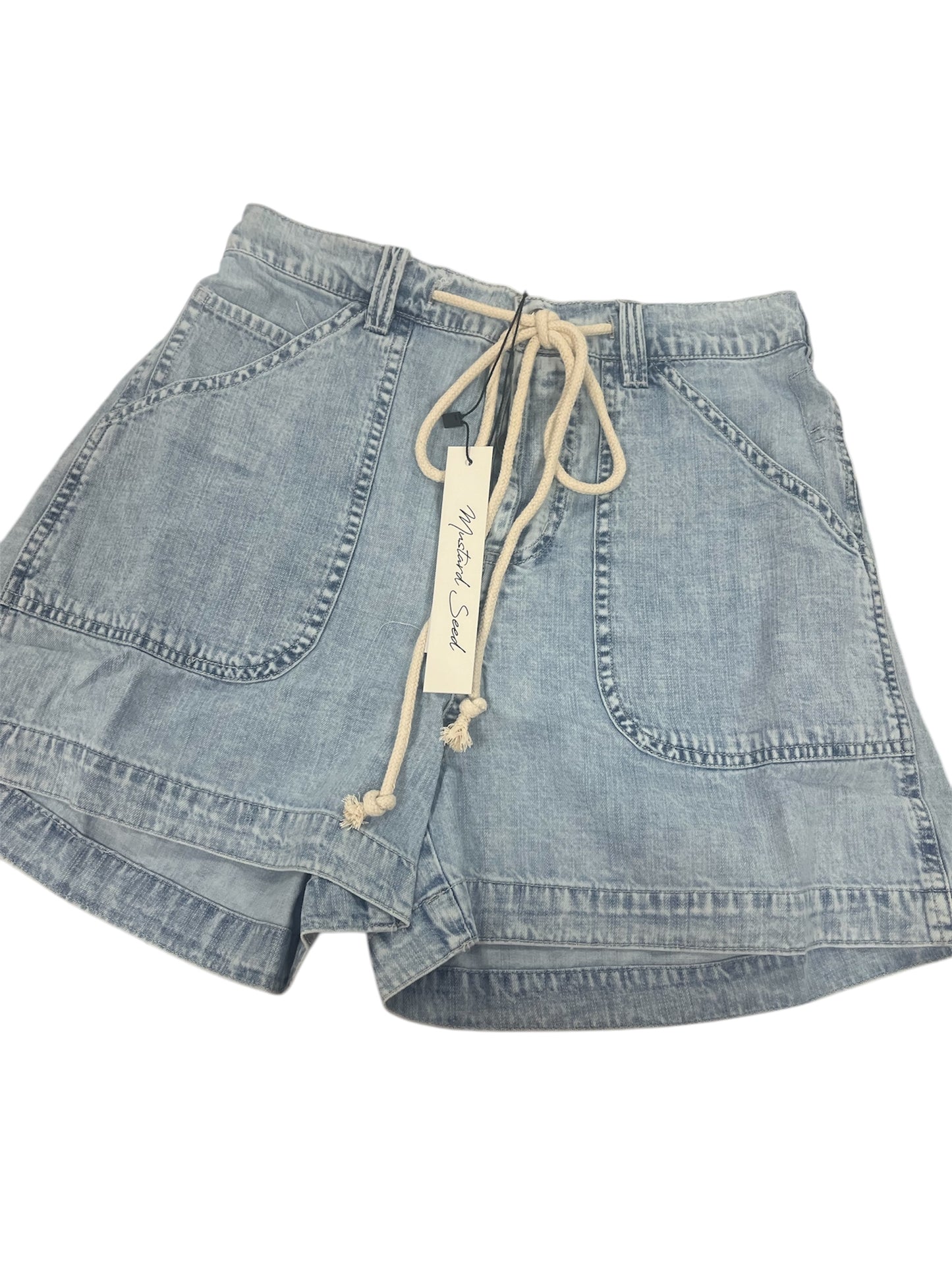 Mustard Seed Drawstring Waist Relaxed Slouchy Denim Shorts