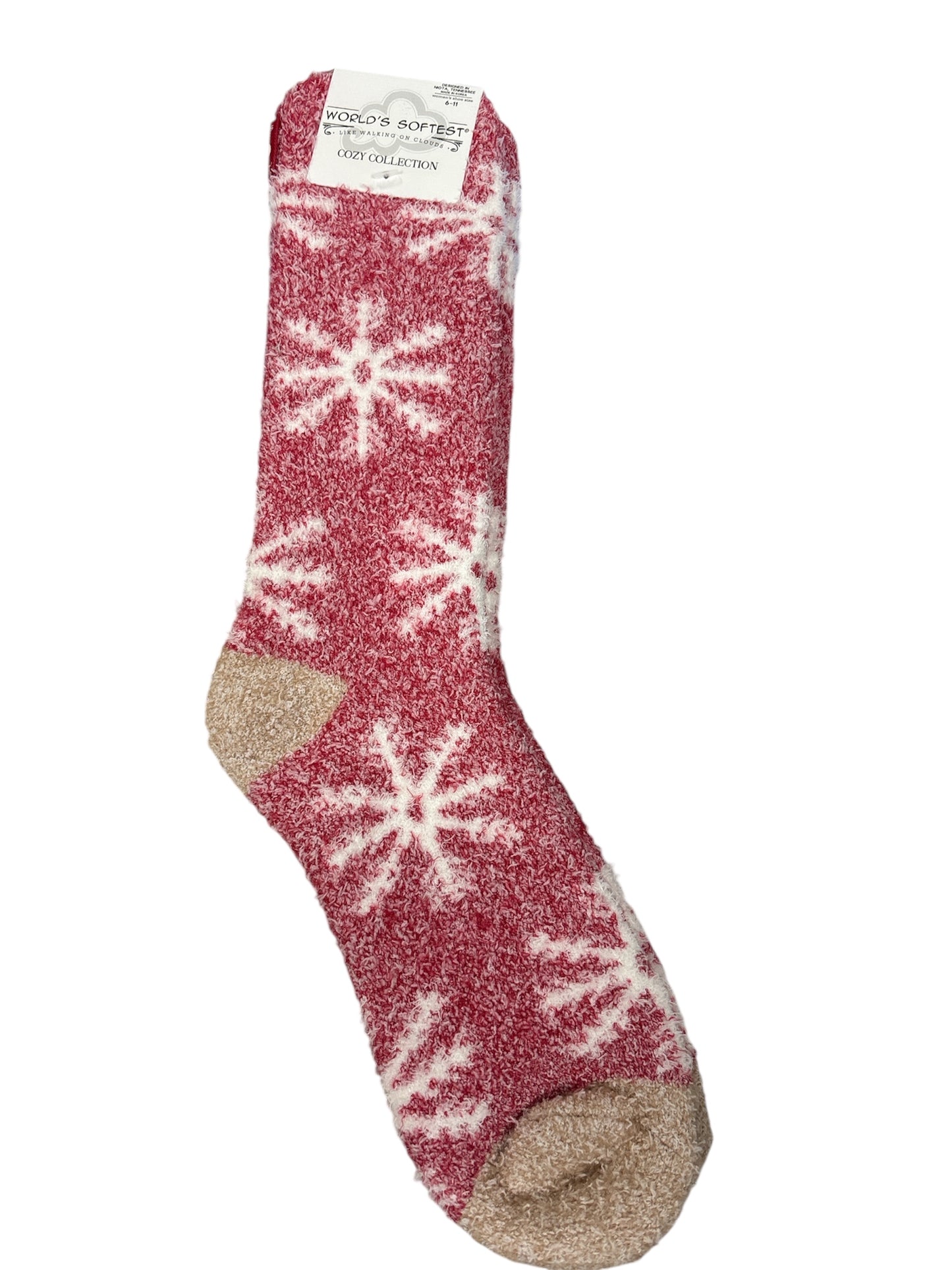 Crescent sock Red Snow Flakes 75918
