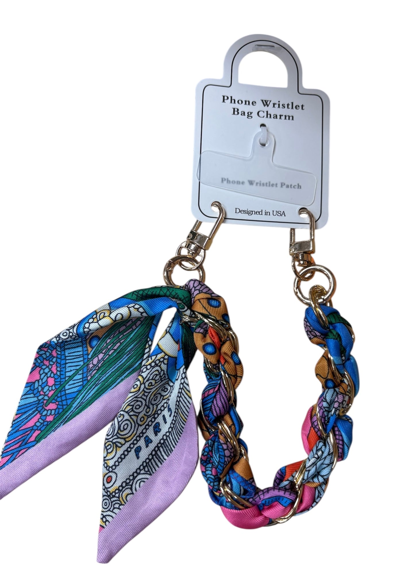Queens Designs Silk Scarf Phone Holder Wristlet Purple