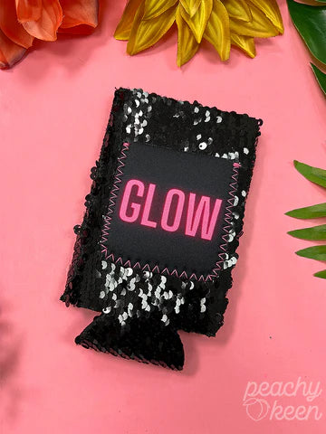 Grace + Emma GLOW on Black Sequin Slim Can Cooler 81117SC