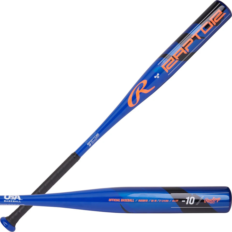Raptor Baseball Bat | USA | 28-inch | -10 | 1 Pc. Aluminum | Blue/Orange 28/18