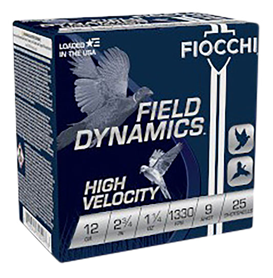 Fiocchi 12HV9 Field Dynamics High Velocity 12Gauge 2.75" 1 1/4oz 9Shot 25 Per Box