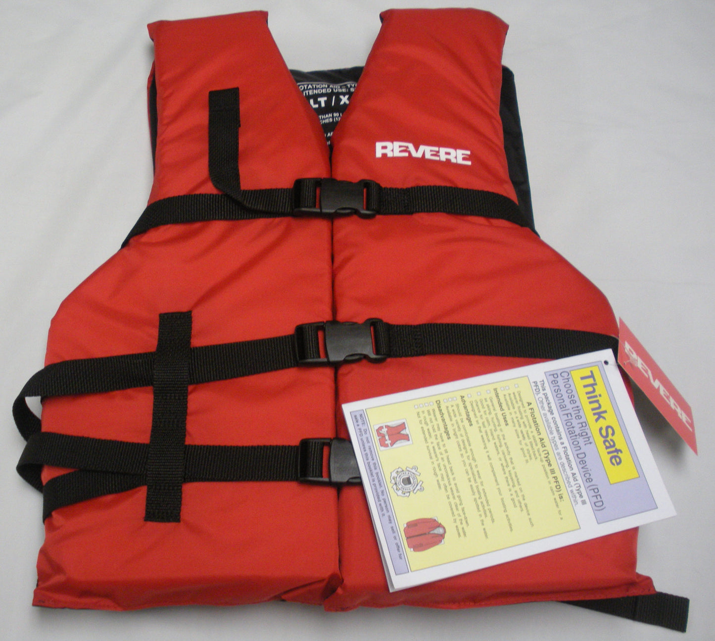 REVERE ECONOMY PFD VEST RED/BLACK Life Jacket Adult X-Large