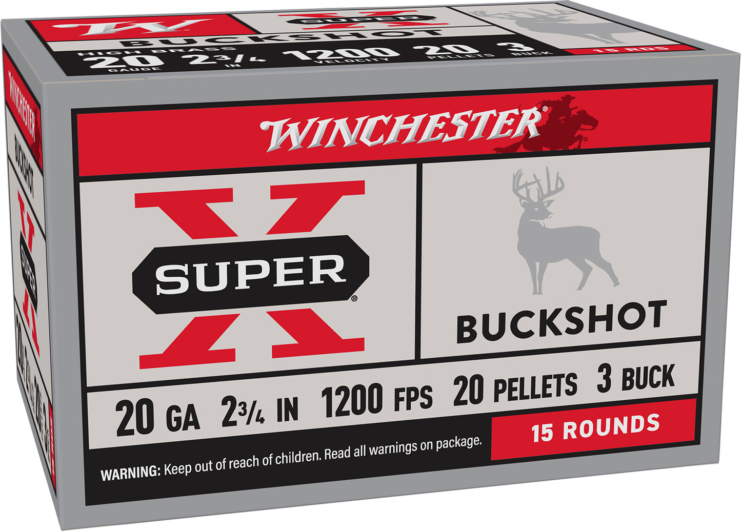 WINCHESTER BUCKSHOT 20 GA.-3 buck : 2-3/4".  065084