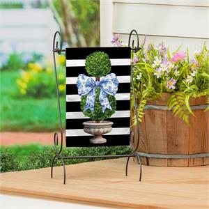 Topiary With Bow Burlap Garden Flag