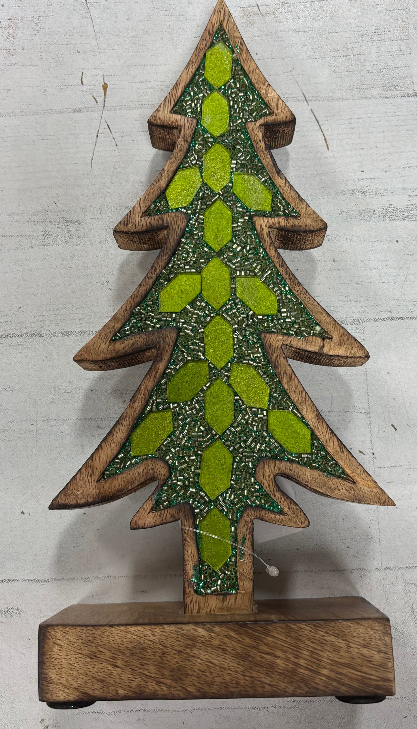 Evergreen shades of Green Table Decor Wood Tree