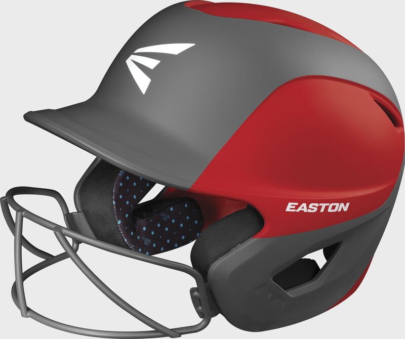 EASTON 2-TONE GHOST MATTE FASTPITCH BATTING HELMET WITH SOFTBALL MASK : TB/S RD/CH