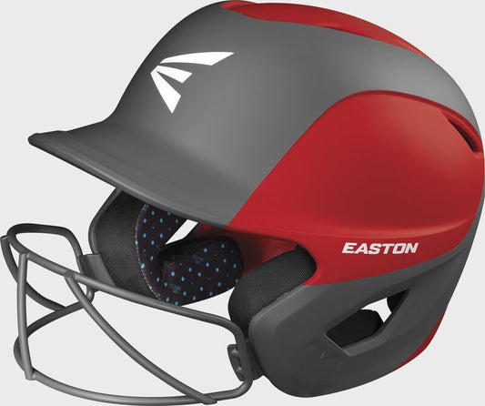 EASTON 2-TONE GHOST MATTE FASTPITCH BATTING HELMET WITH SOFTBALL MASK : TB/S RD/CH