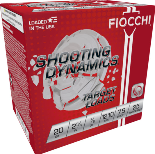 Fiocchi 20SD75 20 GA Shooting Dynamics Shotshells 2-3/4" 7/8oz #7.5 Shot 1210 FPS