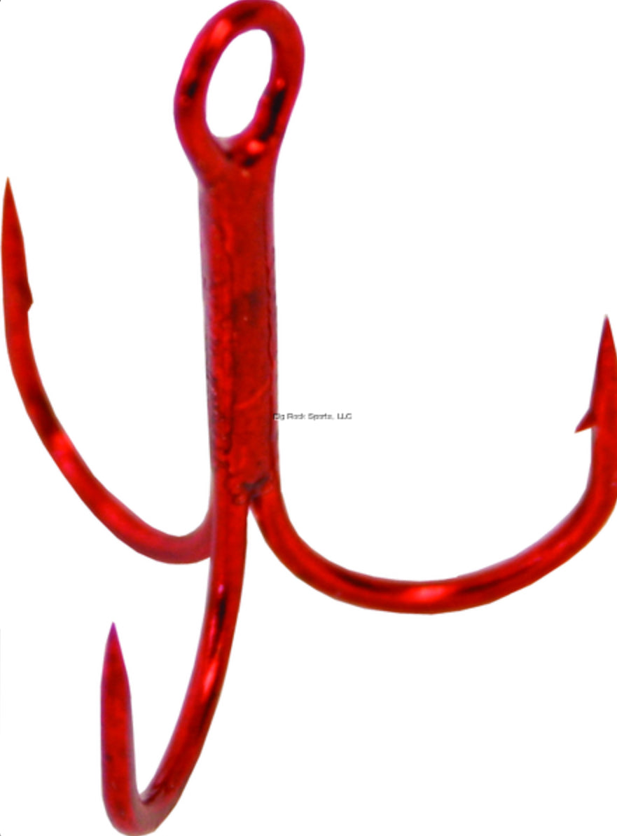 Gamakatsu 47307 Treble Hook, Size 6, Barbed, Needle Point, Round Bend, Red, 10pk