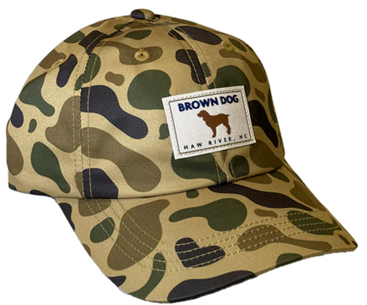 Brown Dog Camo Hat With Fabric Patch With Dog