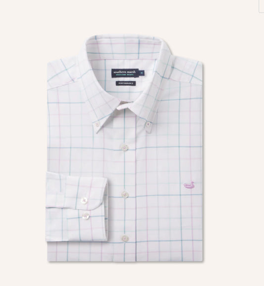 Southern Marsh Lockhart Windowpane Performance Dress Shirt