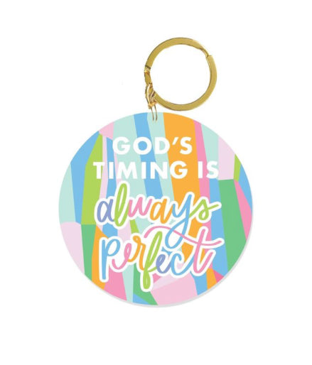 Mary Square God’s Timing Acrylic Keychain