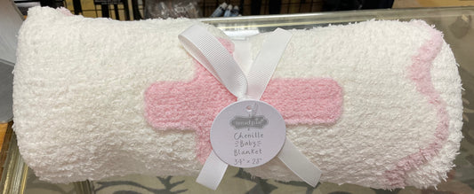 Mud Pid Pink Chenille Cross Blanket
