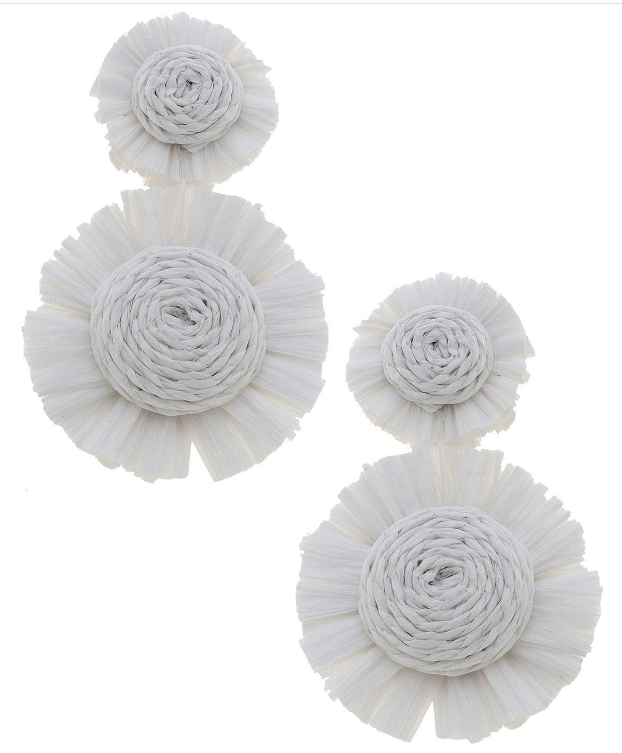 Canvas Maui Raffia Statement Earrings In White