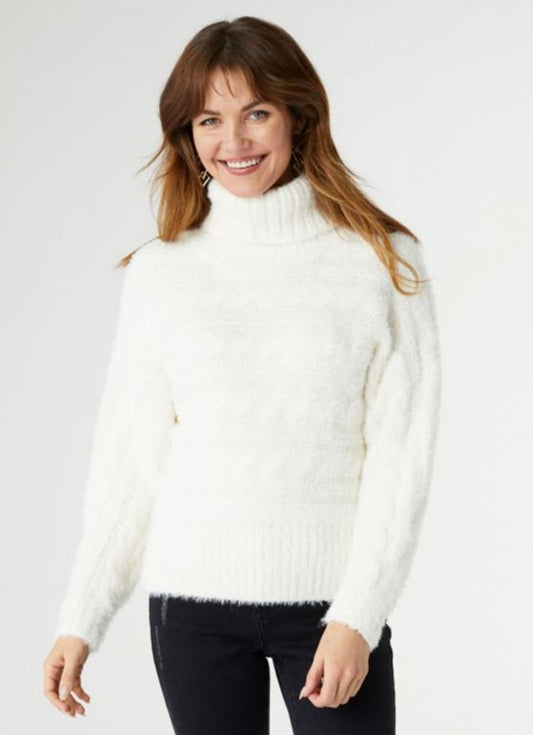 Coco + Carmen Elvie Mohair Turtleneck Sweater Winter White