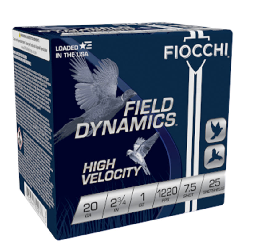 Fiocchi 20HV75 Field Dynamics High Velocity 20Gauge 2.75" 1oz 7.5Shot 25 Per