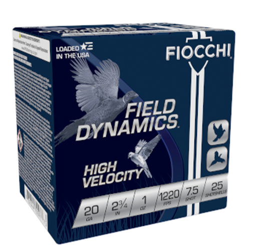 Fiocchi 20HV75 Field Dynamics High Velocity 20Gauge 2.75" 1oz 7.5Shot 25 Per