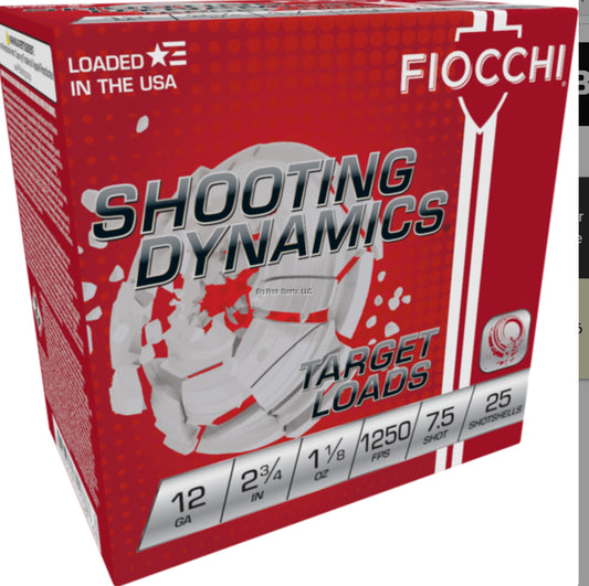 Fiocchi 12SD18X7 12 GA Shooting Dynamics Shotshells 2-3/4" 1-1/8oz #7.5 Shot 1250 FPS