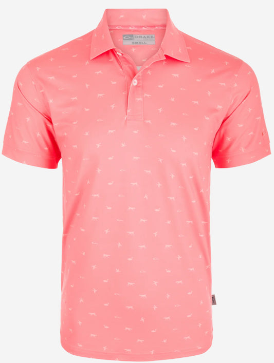 Drake Drake Performance Print Polo Shirt Shell Pink