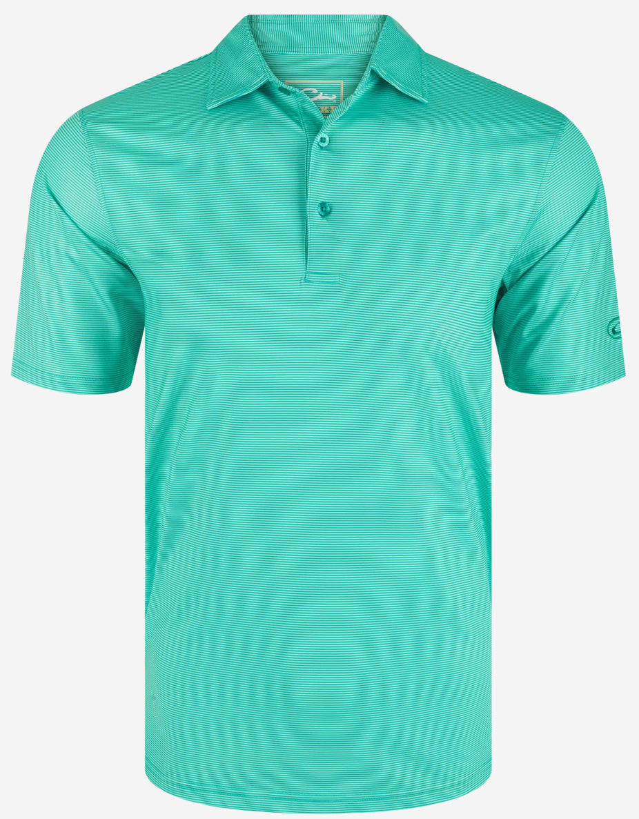 Drake Performance Chalk Striped Polo Shirt Ceramic Teal