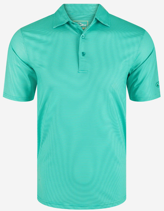 Drake Performance Chalk Striped Polo Shirt Ceramic Teal