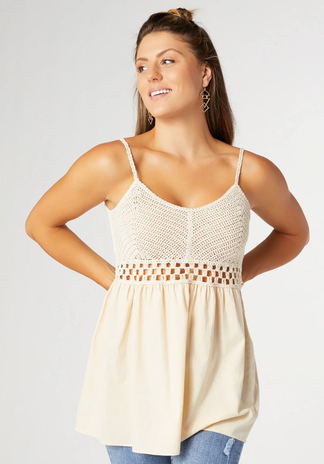 Coco + Carmen Lark Spaghetti Strap Top - Natural