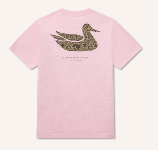 Southern Marsh Camo Youth Duck Originals Tee - Camo/ Pink  YADOC