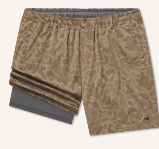Southern Marsh Billfish Lined Performance Short Camo Brown