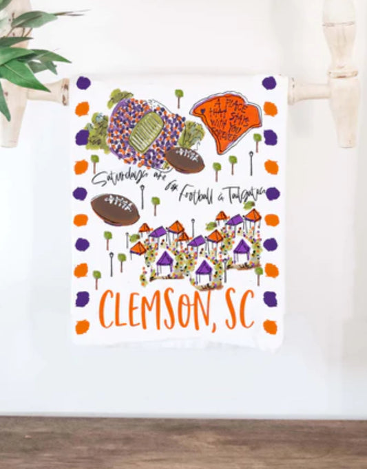 Happy Clemson Sc Cotton College Town Towel