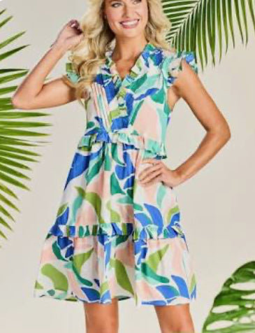Mud Pie Reeves Flounce Dress Green 85000261GR