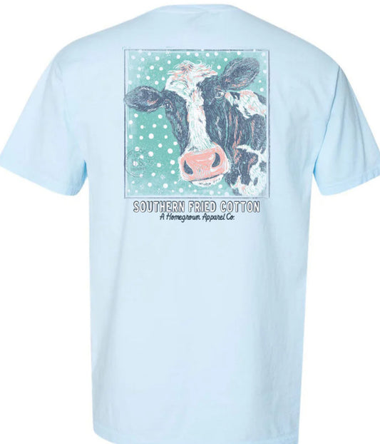 Southern Fried Cotton S/S Tee Dotty Soothing Blue SFM12148