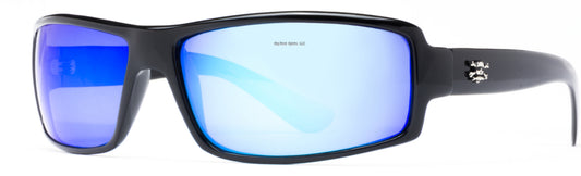 Calcutta WH1BM Whitehaven Sunglasses Shiny Black Frame/Blue Mirror Lens 63mm Lens