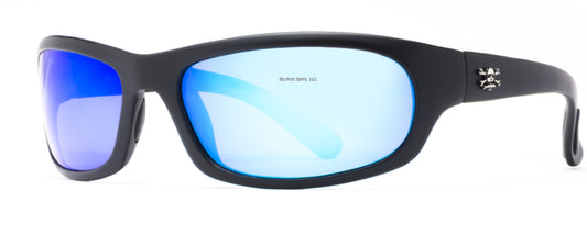 Calcutta HS1BM Horseshoe Sunglasses Matte Black Frame/Blue Mirror Lens 63mm Lens