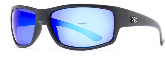 Calcutta AR1BM Arena Sunglasses Matte Black Frame Blue Mirror Lens 62mm Lens