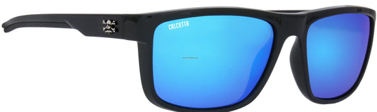 Calcutta P1BM Palma Sola Sunglasses Shiny Black Frame Blue Mirror Lens