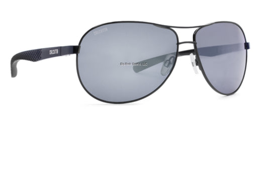 Calcutta MV1SM Maverick Polarized Sunglasses Shiny Black Frame Silver Mirror Lens